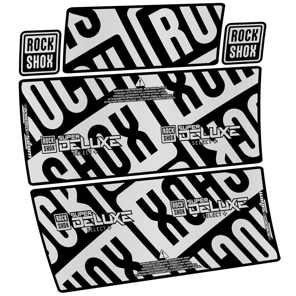 Stickers RockShox Super Deluxe Select Plus compatibles - Autocollants amortisseur VTT