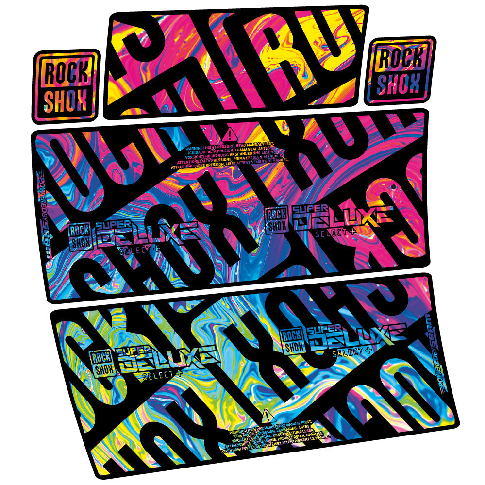 Stickers RockShox Super Deluxe Select Plus compatibles - Autocollants amortisseur VTT