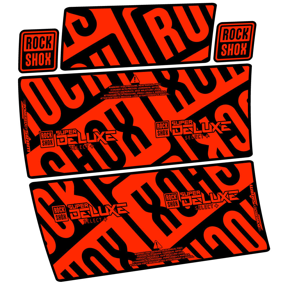Stickers Rock Shox Super Deluxe Select Plus compatibles Autocollants amortisseur VTT