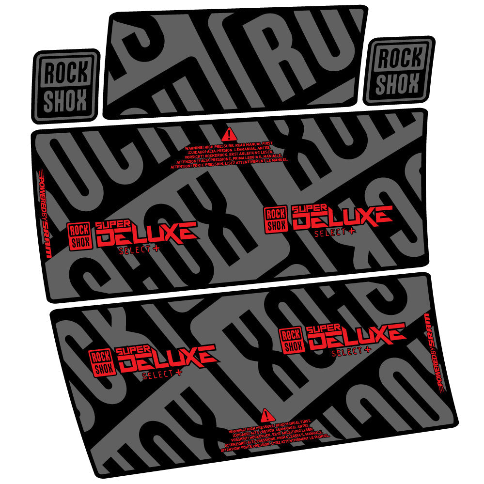 Stickers RockShox Super Deluxe Select Plus compatibles - Autocollants amortisseur VTT