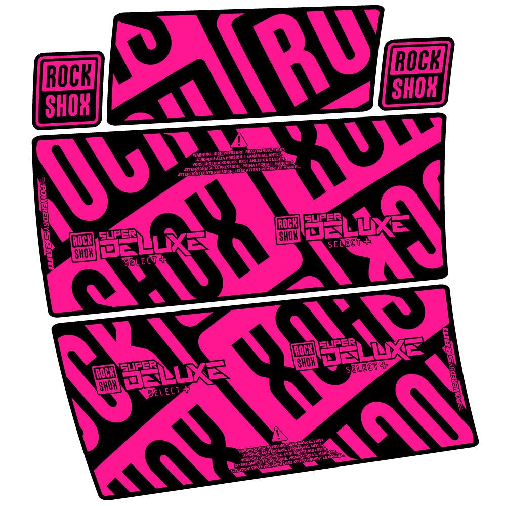 Stickers Rock Shox Super Deluxe Select Plus compatibles Autocollants amortisseur VTT