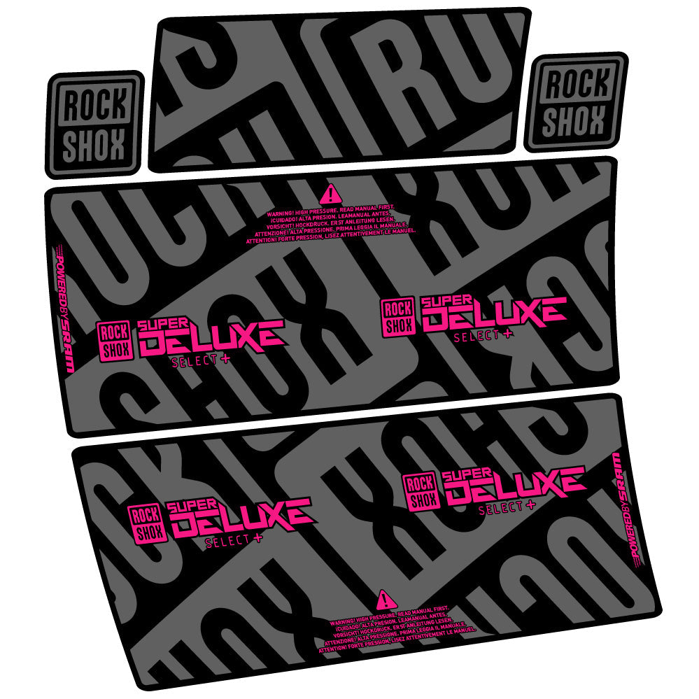 Stickers Rock Shox Super Deluxe Select Plus compatibles Autocollants amortisseur VTT