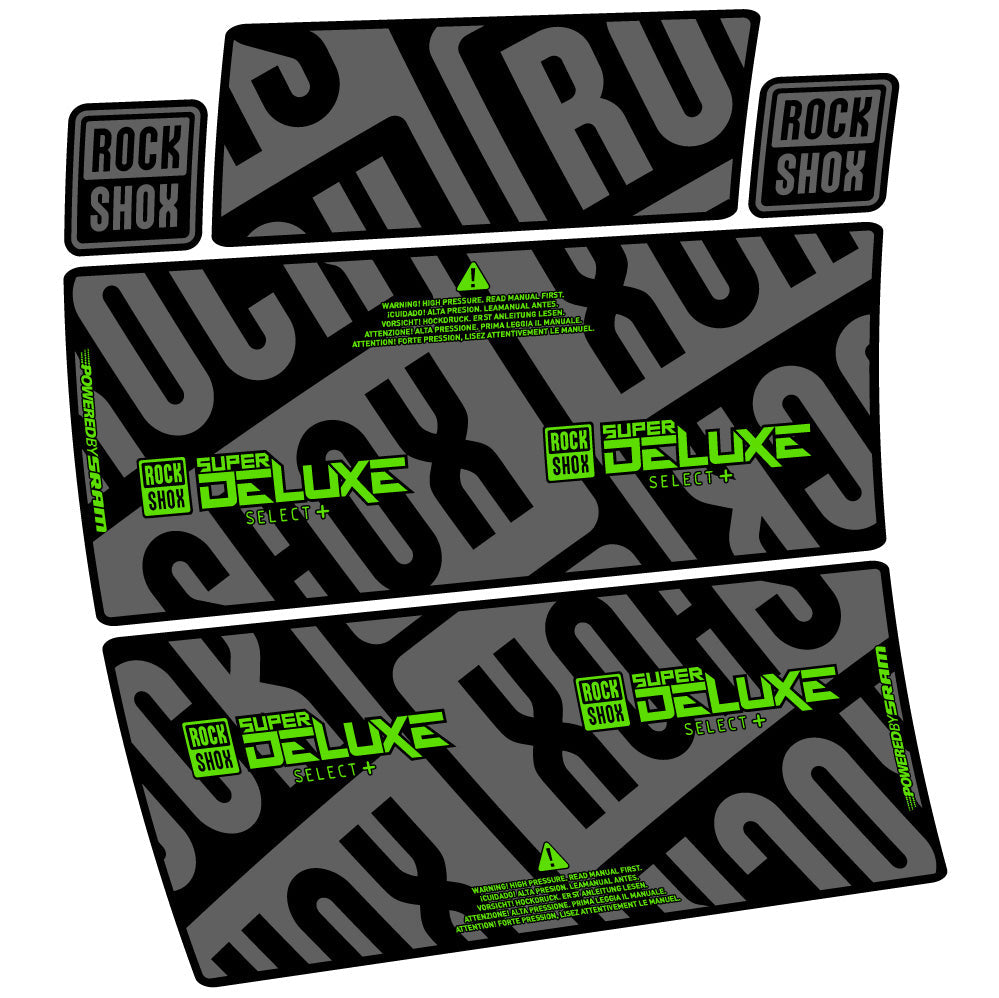 Stickers Rock Shox Super Deluxe Select Plus compatibles Autocollants amortisseur VTT