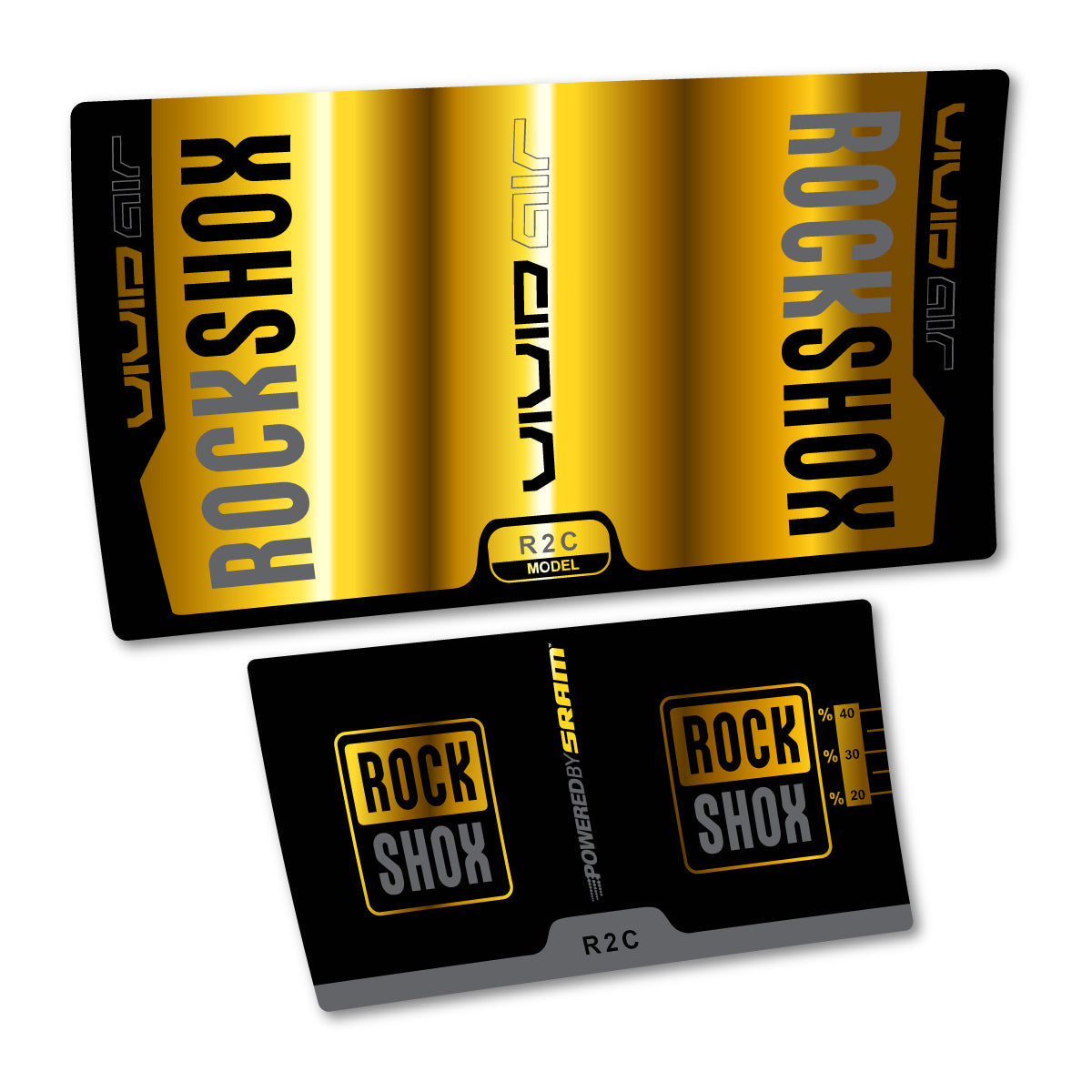 Chrome Gold decal for RockShox Vivid Air R2C 2015 rear shock – bike sticker vinyl