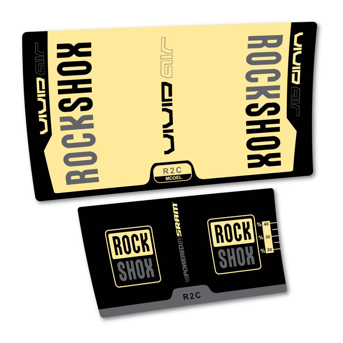 Stickers compatibles RockShox Vivid Air R2C 2015 pour amortisseur – autocollants vinyle - Crème