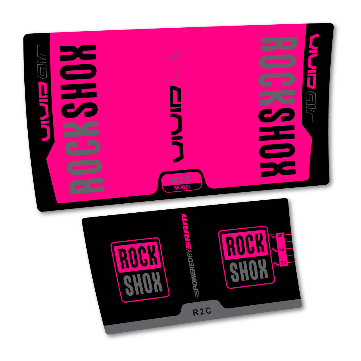 Stickers compatibles RockShox Vivid Air R2C 2015 pour amortisseur – autocollants vinyle - Fuchsia