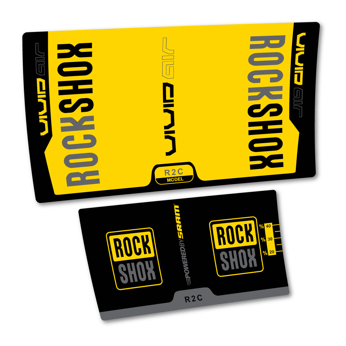 Stickers compatibles RockShox Vivid Air R2C 2015 pour amortisseur – autocollants vinyle - Jaune Banane