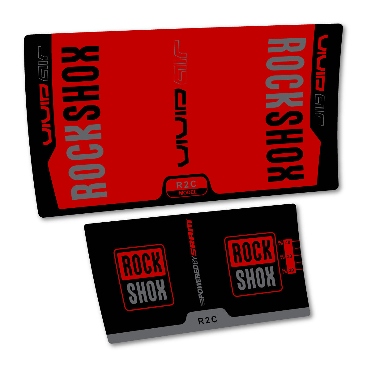 Stickers compatibles RockShox Vivid Air R2C 2015 pour amortisseur – autocollants vinyle - Rouge Moyen