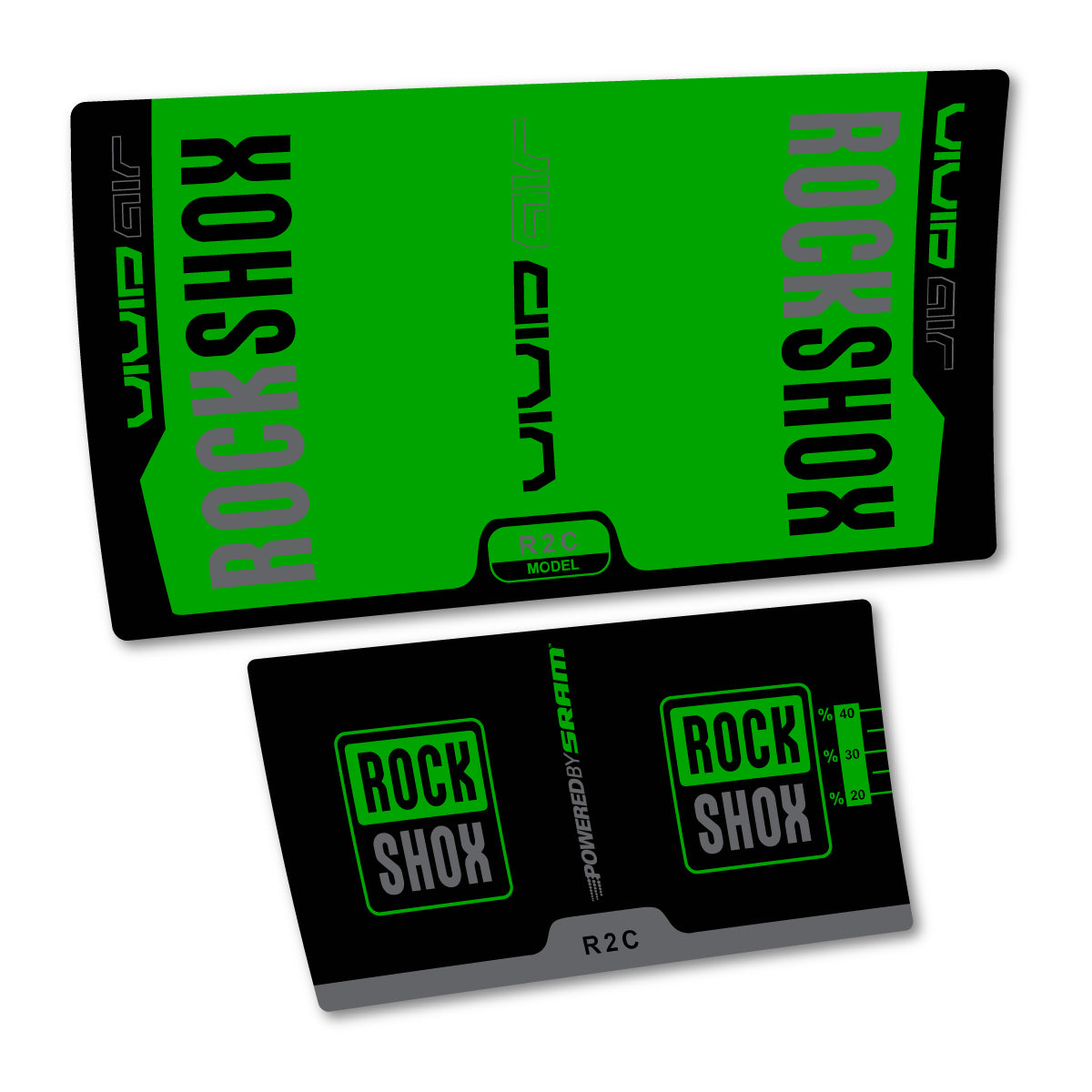 Stickers compatibles RockShox Vivid Air R2C 2015 pour amortisseur – autocollants vinyle - Vert