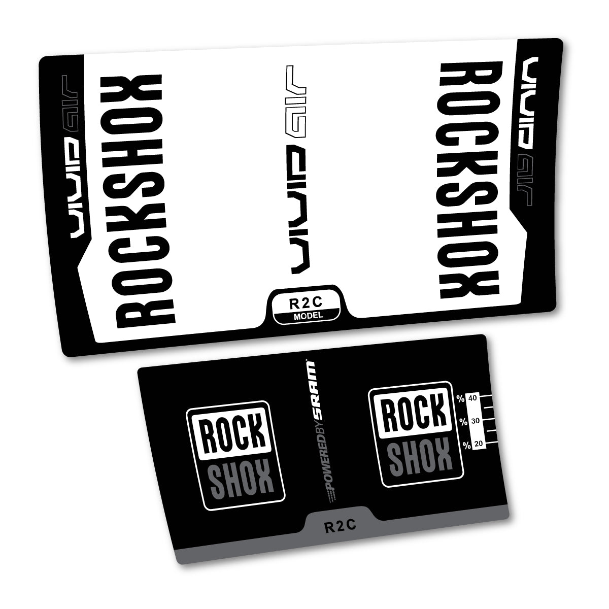 Stickers compatibles RockShox Vivid Air R2C v2 2015 pour amortisseur – autocollants vinyle - Blanc