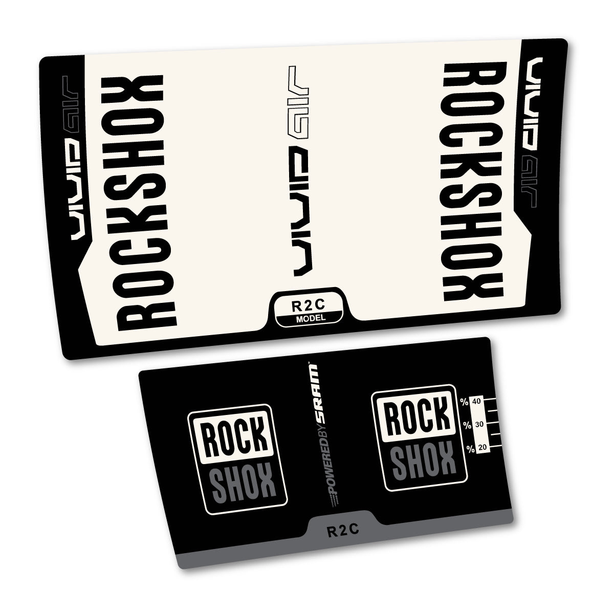 Stickers compatibles RockShox Vivid Air R2C v2 2015 pour amortisseur – autocollants vinyle - Blanc Cassé
