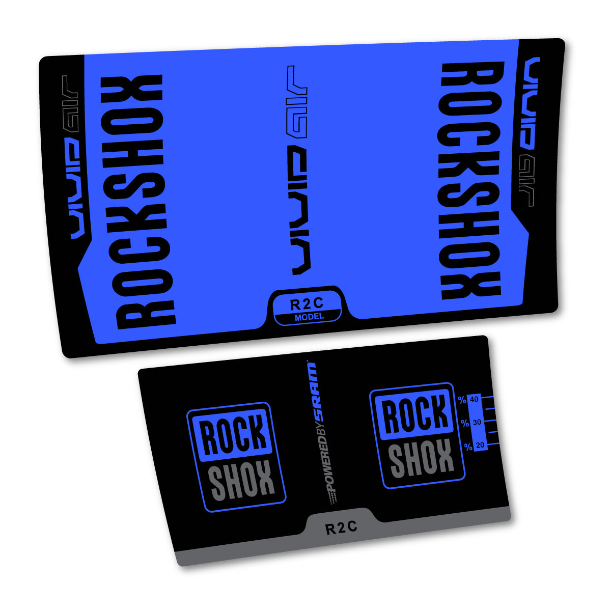 Stickers compatibles RockShox Vivid Air R2C v2 2015 pour amortisseur – autocollants vinyle - Bleu
