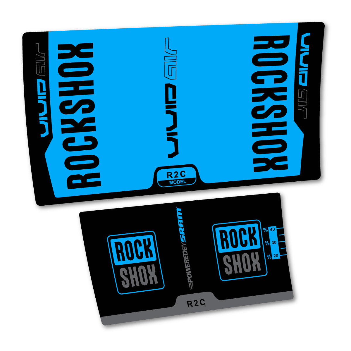 Stickers compatibles RockShox Vivid Air R2C v2 2015 pour amortisseur – autocollants vinyle - Bleu Ciel