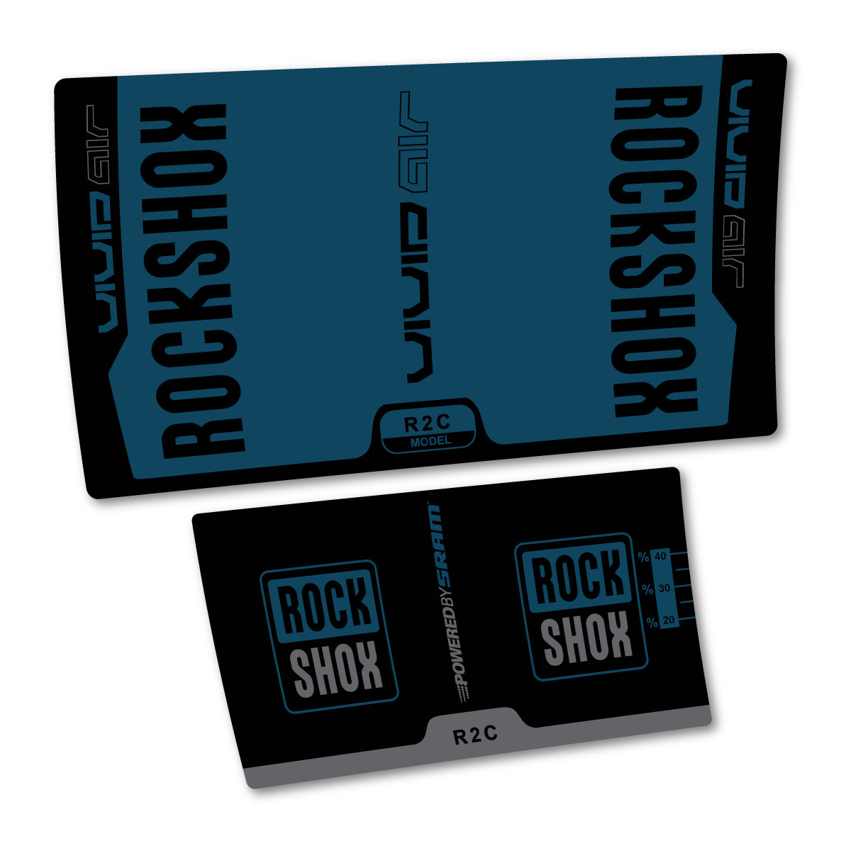 Stickers compatibles RockShox Vivid Air R2C v2 2015 pour amortisseur – autocollants vinyle - Bleu Lac Foncé