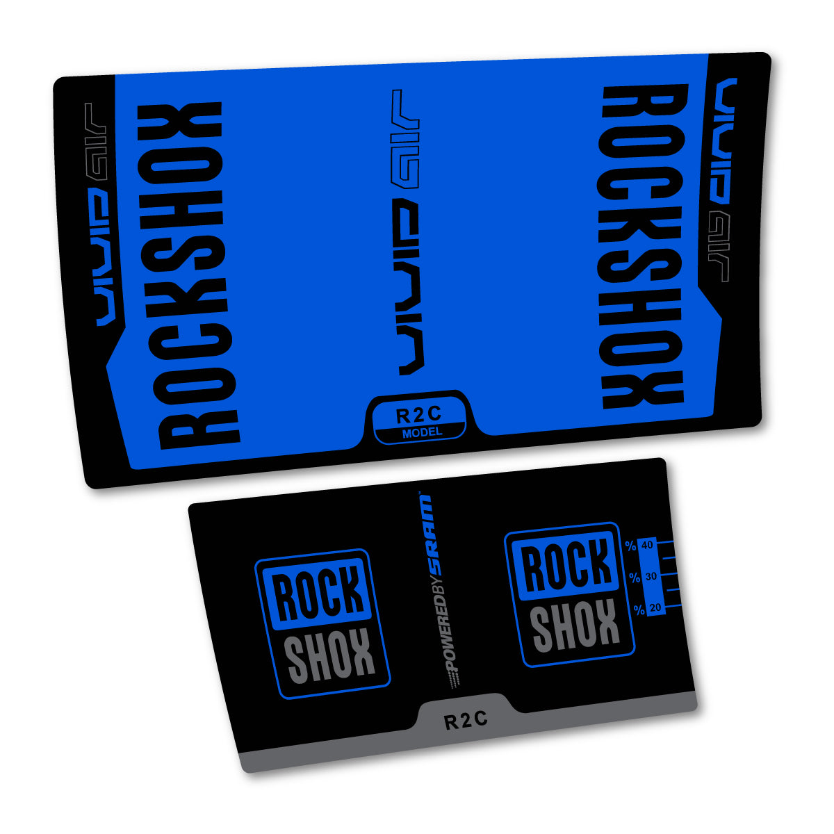 Stickers compatibles RockShox Vivid Air R2C v2 2015 pour amortisseur – autocollants vinyle - Bleu Mer