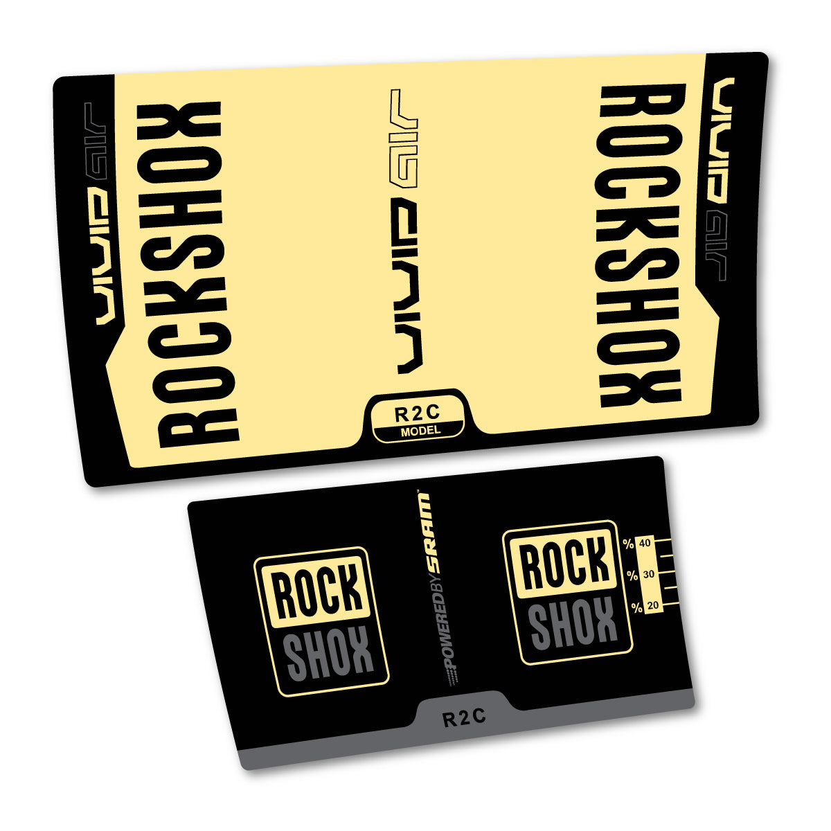 Stickers compatibles RockShox Vivid Air R2C v2 2015 pour amortisseur – autocollants vinyle - Crème