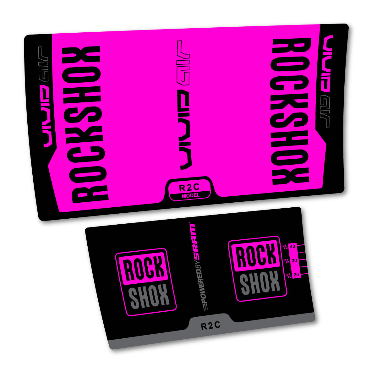 Stickers compatibles RockShox Vivid Air R2C v2 2015 pour amortisseur – autocollants vinyle - Fuchsia Fluo