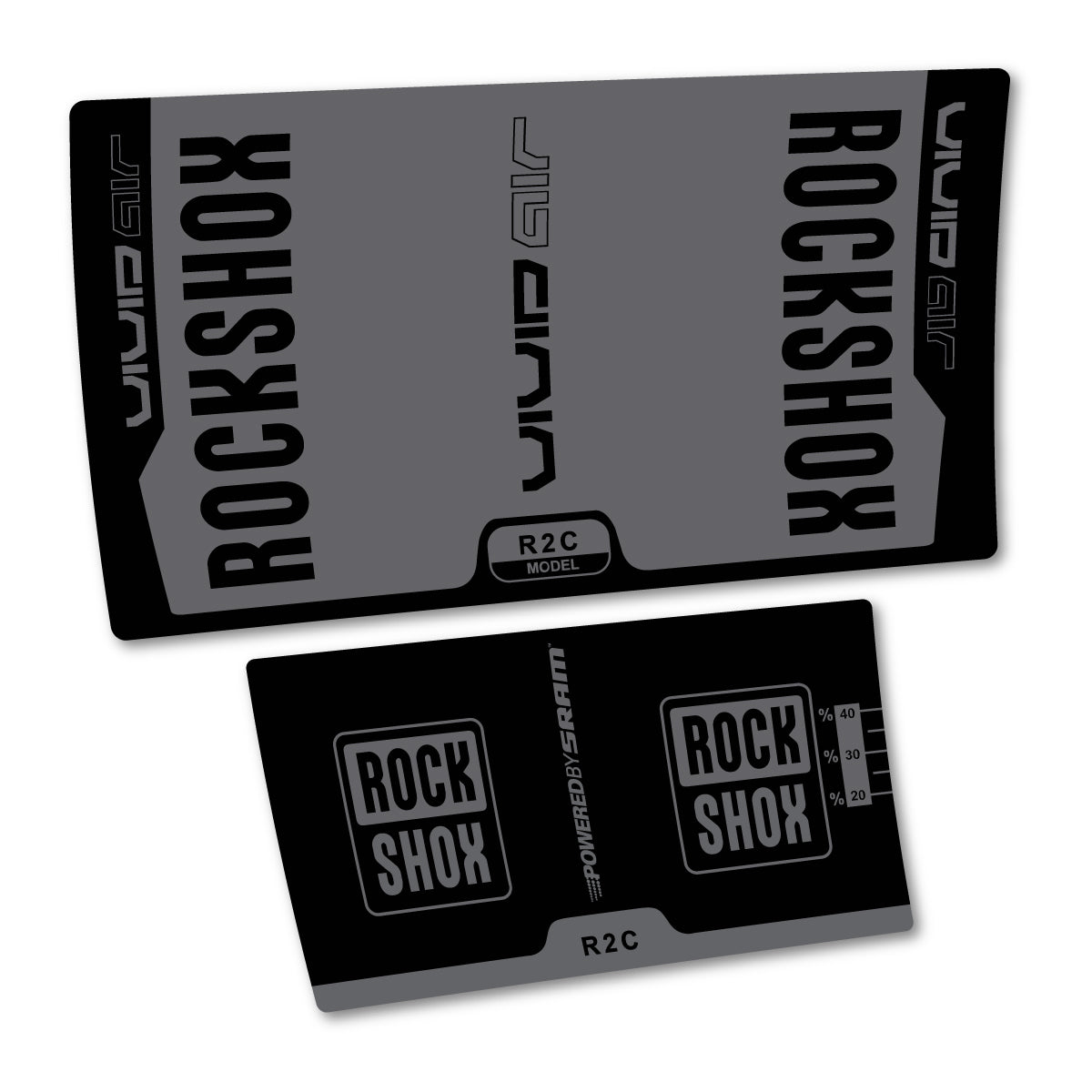 Stickers compatibles RockShox Vivid Air R2C v2 2015 pour amortisseur – autocollants vinyle - Gris Mystique