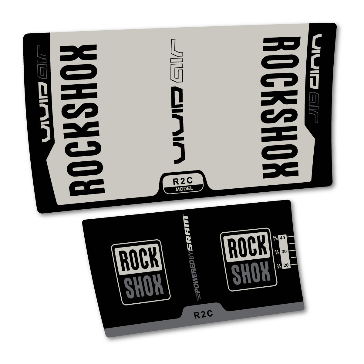 Stickers compatibles RockShox Vivid Air R2C v2 2015 pour amortisseur – autocollants vinyle - Gris Pastel