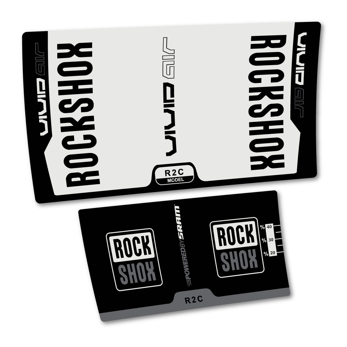 Stickers compatibles RockShox Vivid Air R2C v2 2015 pour amortisseur – autocollants vinyle - Gris Perle