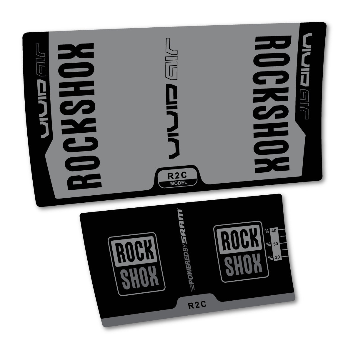 Stickers compatibles RockShox Vivid Air R2C v2 2015 pour amortisseur – autocollants vinyle - Gris Souris