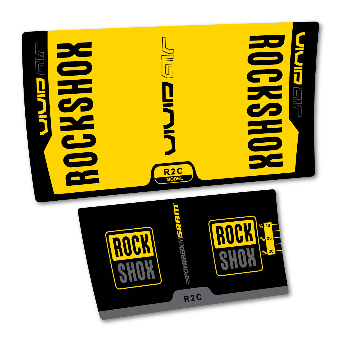 Stickers compatibles RockShox Vivid Air R2C v2 2015 pour amortisseur – autocollants vinyle - Jaune Banane