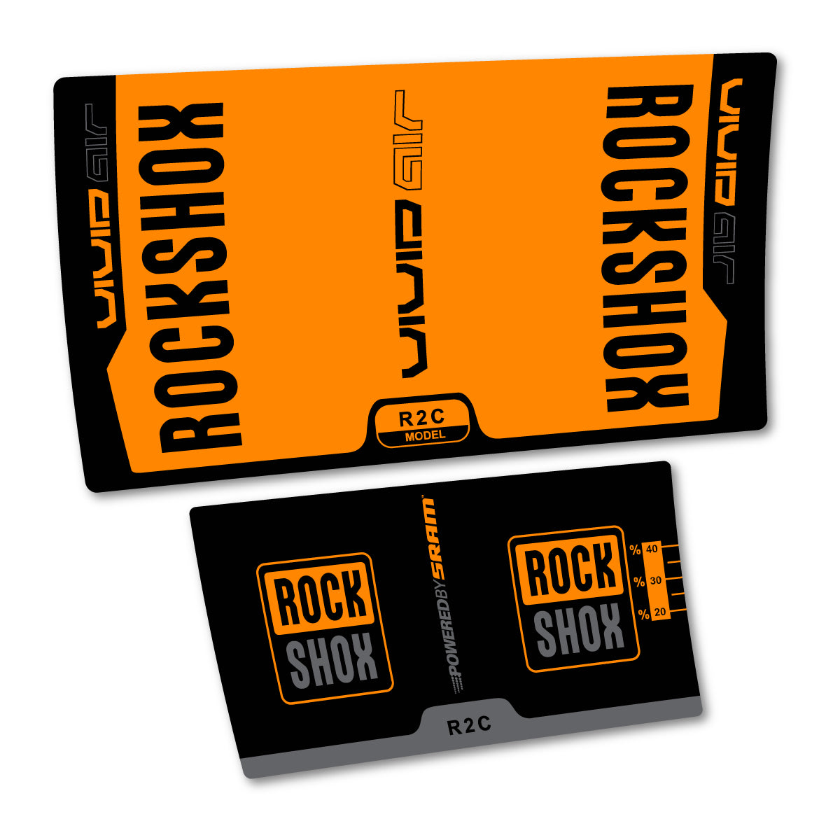 Stickers compatibles RockShox Vivid Air R2C v2 2015 pour amortisseur – autocollants vinyle - Jaune Safran