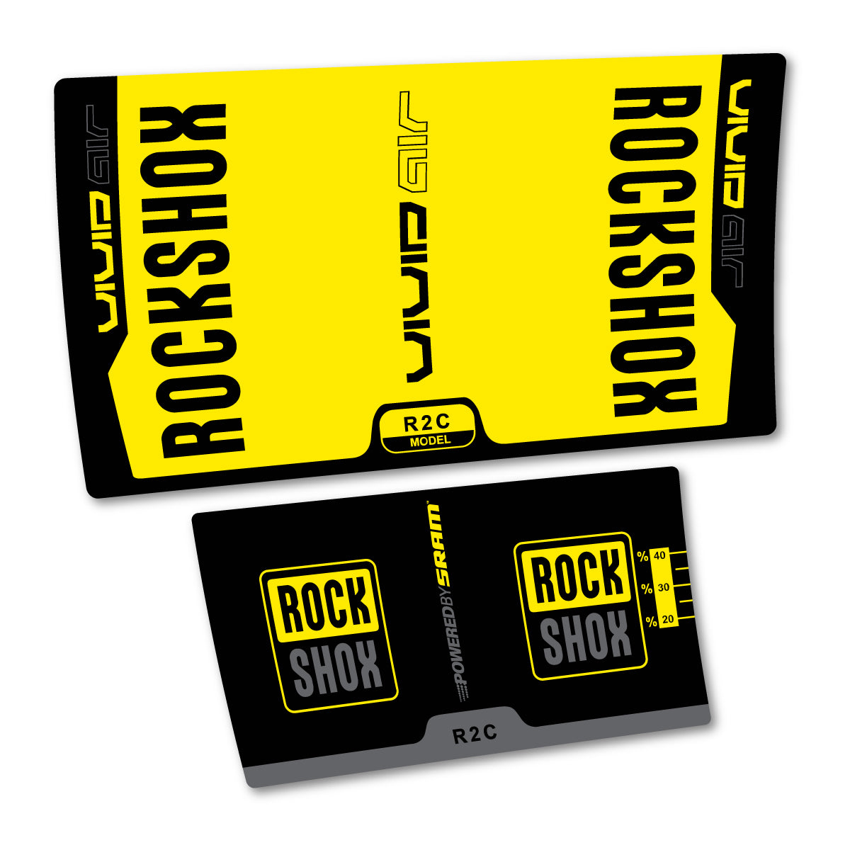Stickers compatibles RockShox Vivid Air R2C v2 2015 pour amortisseur – autocollants vinyle - Jaune Vif