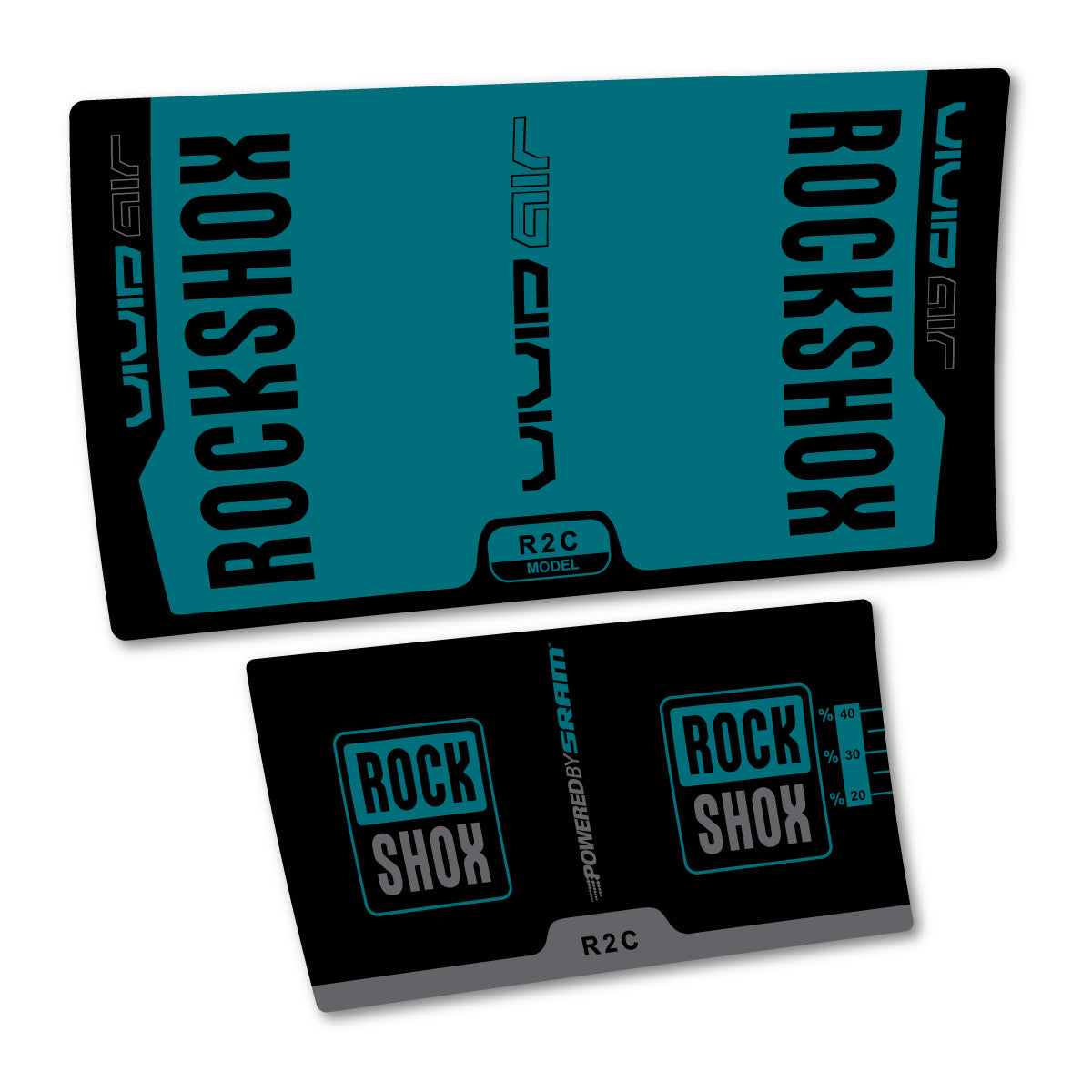 Stickers compatibles RockShox Vivid Air R2C v2 2015 pour amortisseur – autocollants vinyle - Pétrole Foncé