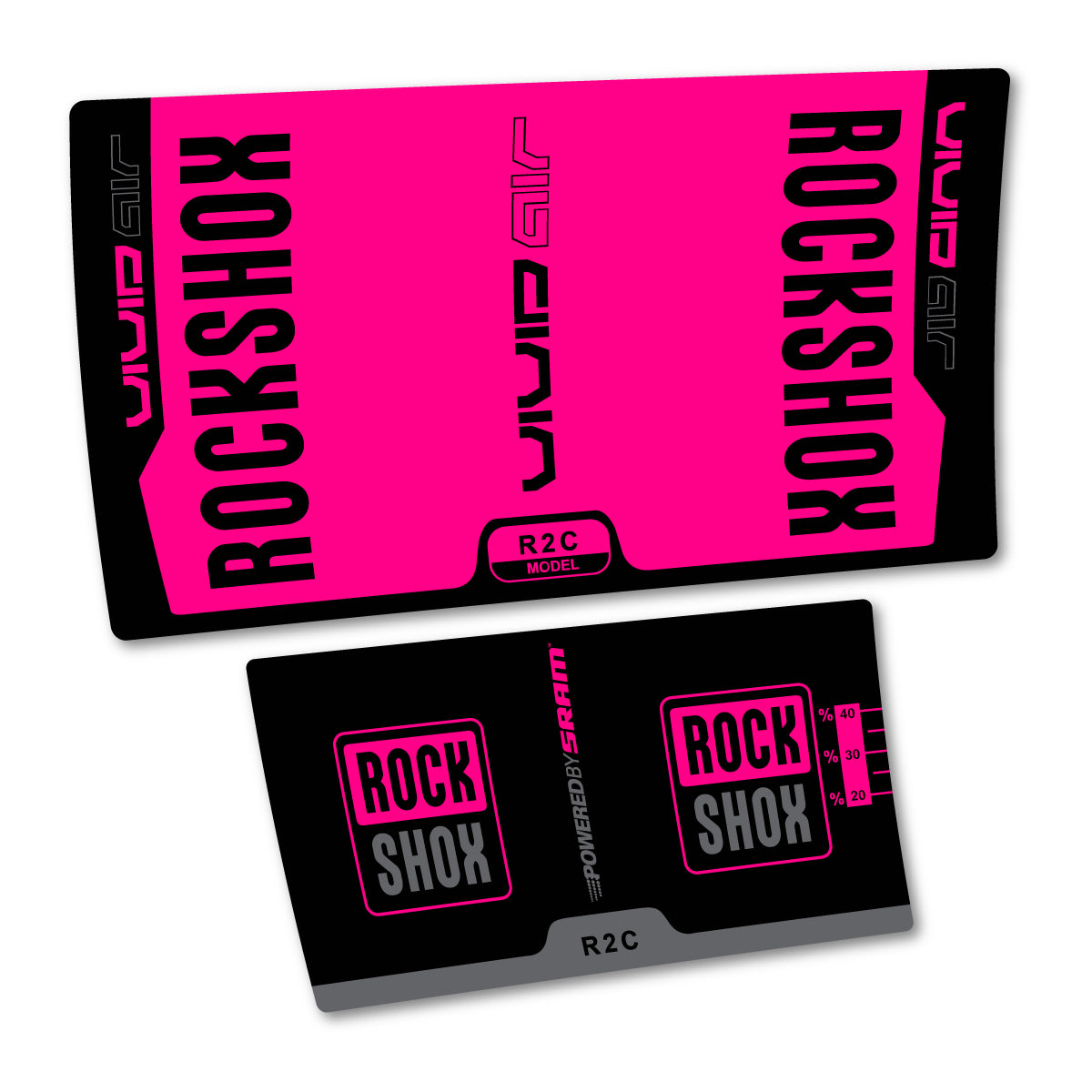 Stickers compatibles RockShox Vivid Air R2C v2 2015 pour amortisseur – autocollants vinyle - Rose Fluo