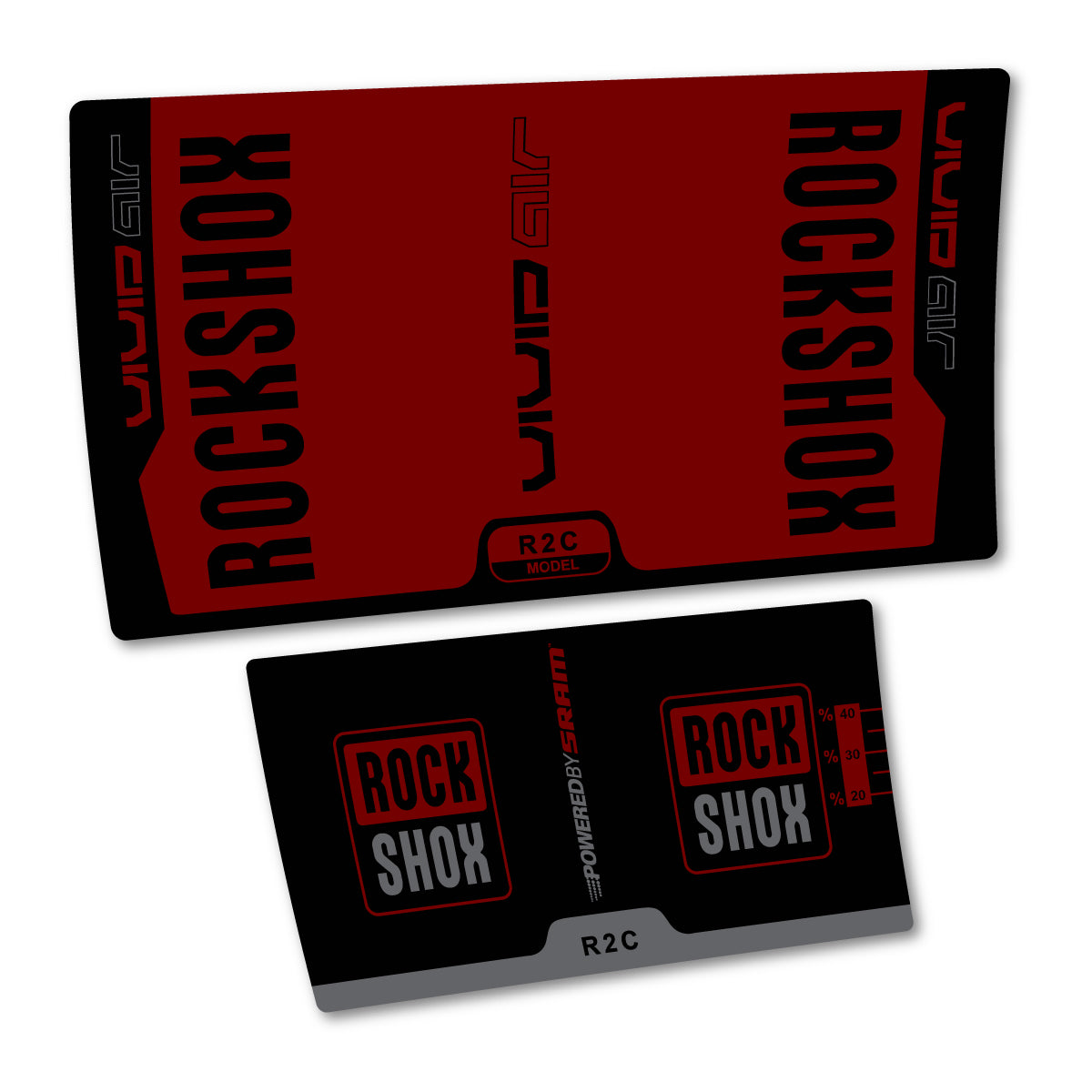 Stickers compatibles RockShox Vivid Air R2C v2 2015 pour amortisseur – autocollants vinyle - Rouge Bordeaux