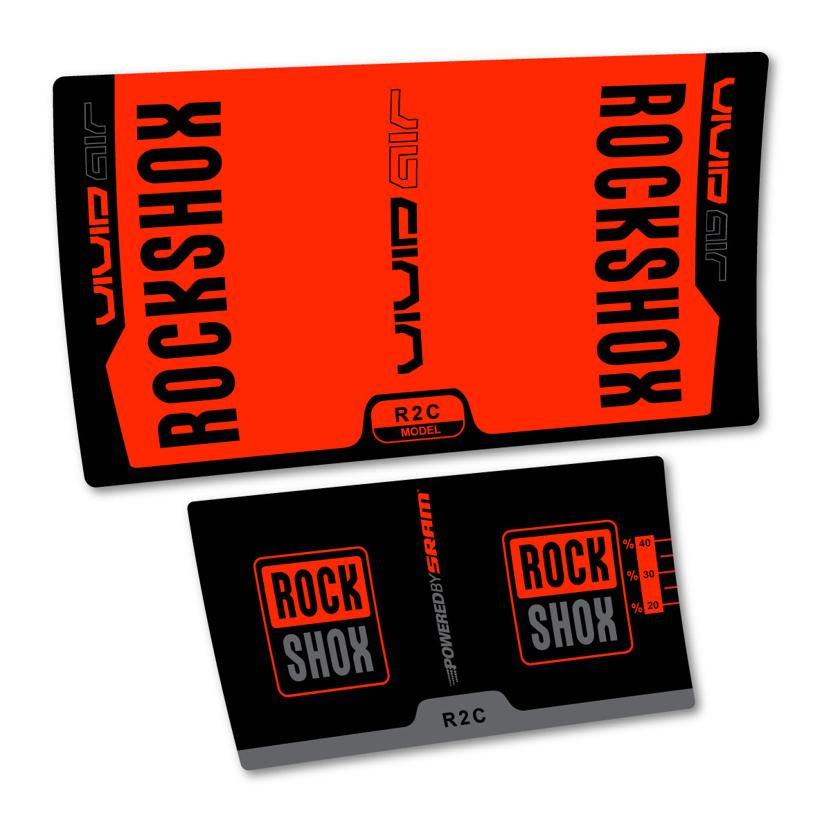 Stickers compatibles RockShox Vivid Air R2C v2 2015 pour amortisseur – autocollants vinyle - Rouge Fluo