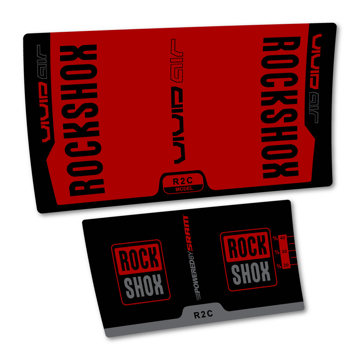 Stickers compatibles RockShox Vivid Air R2C v2 2015 pour amortisseur – autocollants vinyle - Rouge Foncé