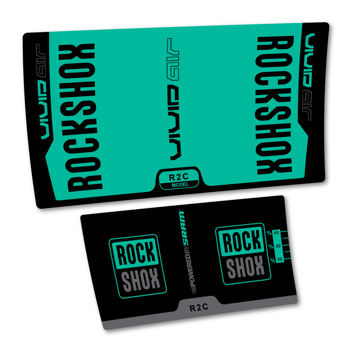 Stickers compatibles RockShox Vivid Air R2C v2 2015 pour amortisseur – autocollants vinyle - Turquoise Vert