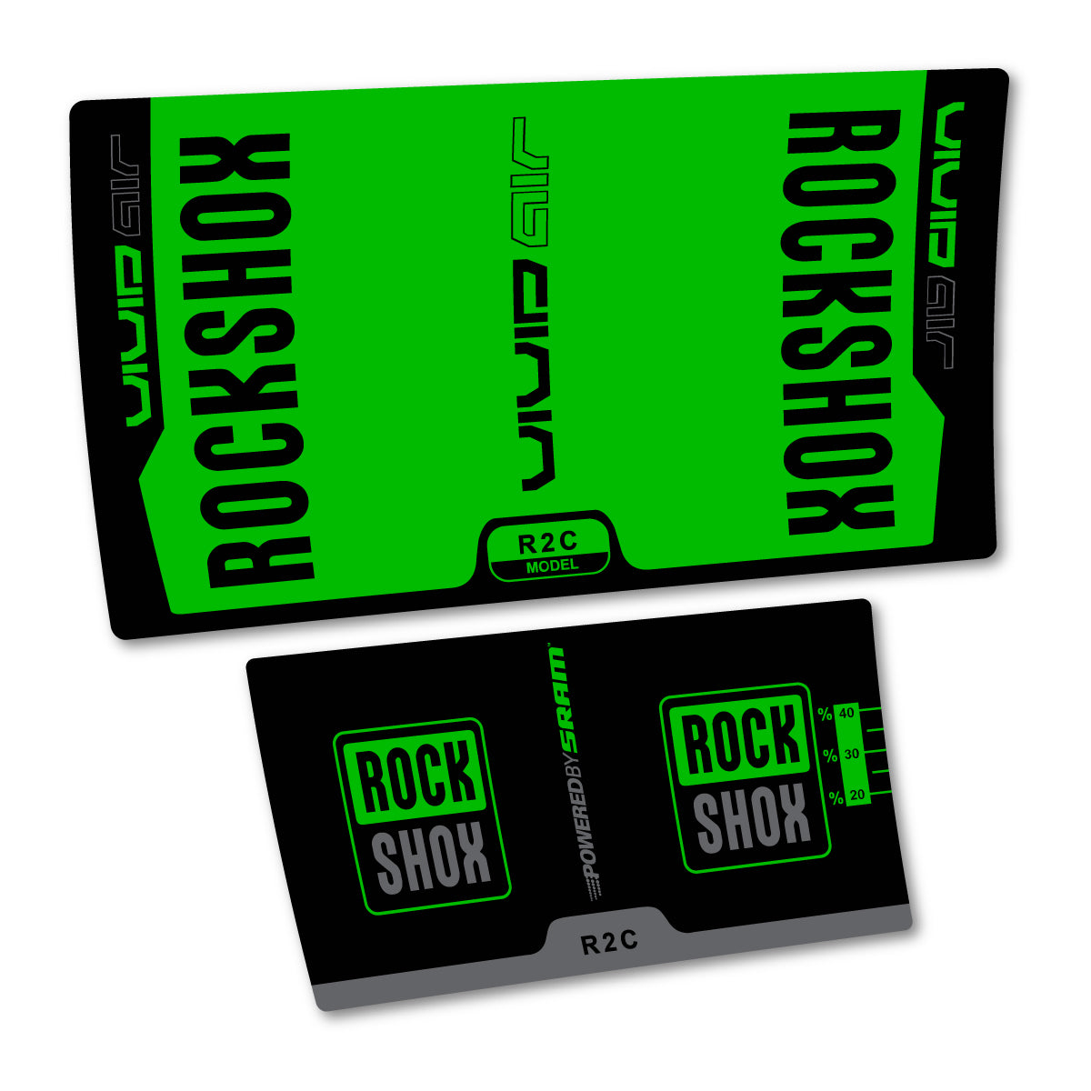 Stickers compatibles RockShox Vivid Air R2C v2 2015 pour amortisseur – autocollants vinyle - Vert Herbe