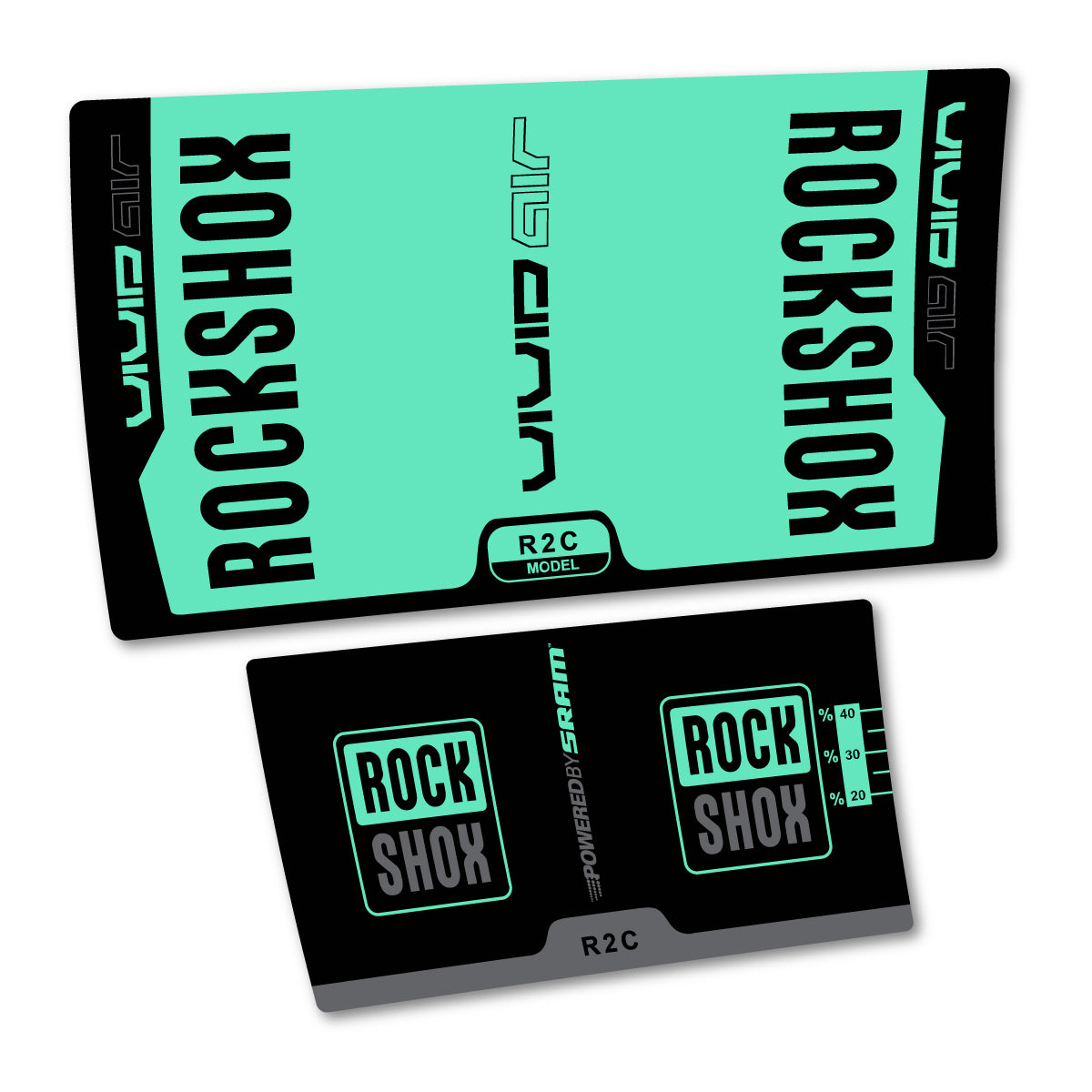 Stickers compatibles RockShox Vivid Air R2C v2 2015 pour amortisseur – autocollants vinyle - Vert Menthe