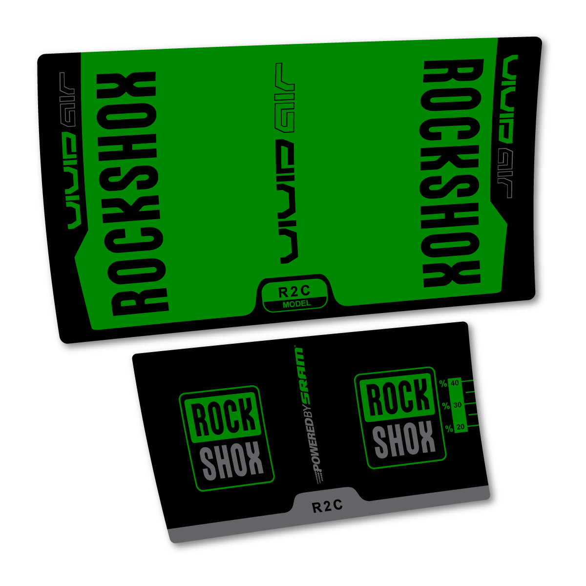 Stickers compatibles RockShox Vivid Air R2C v2 2015 pour amortisseur – autocollants vinyle - Vert Moyen