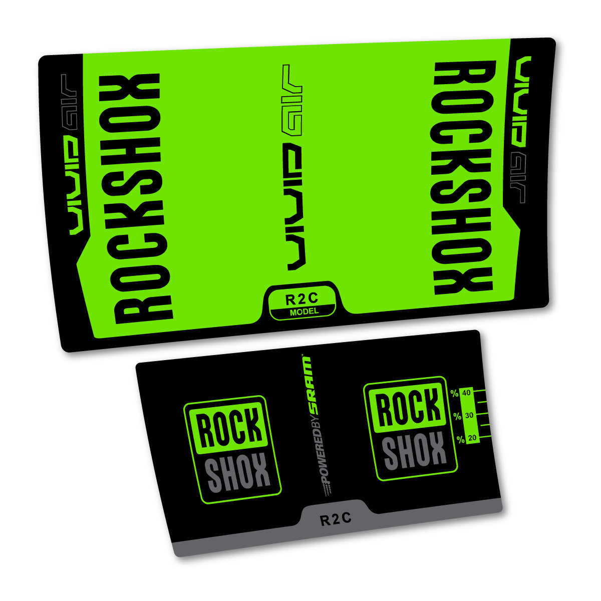 Stickers compatibles RockShox Vivid Air R2C v2 2015 pour amortisseur – autocollants vinyle - Vert Pistache