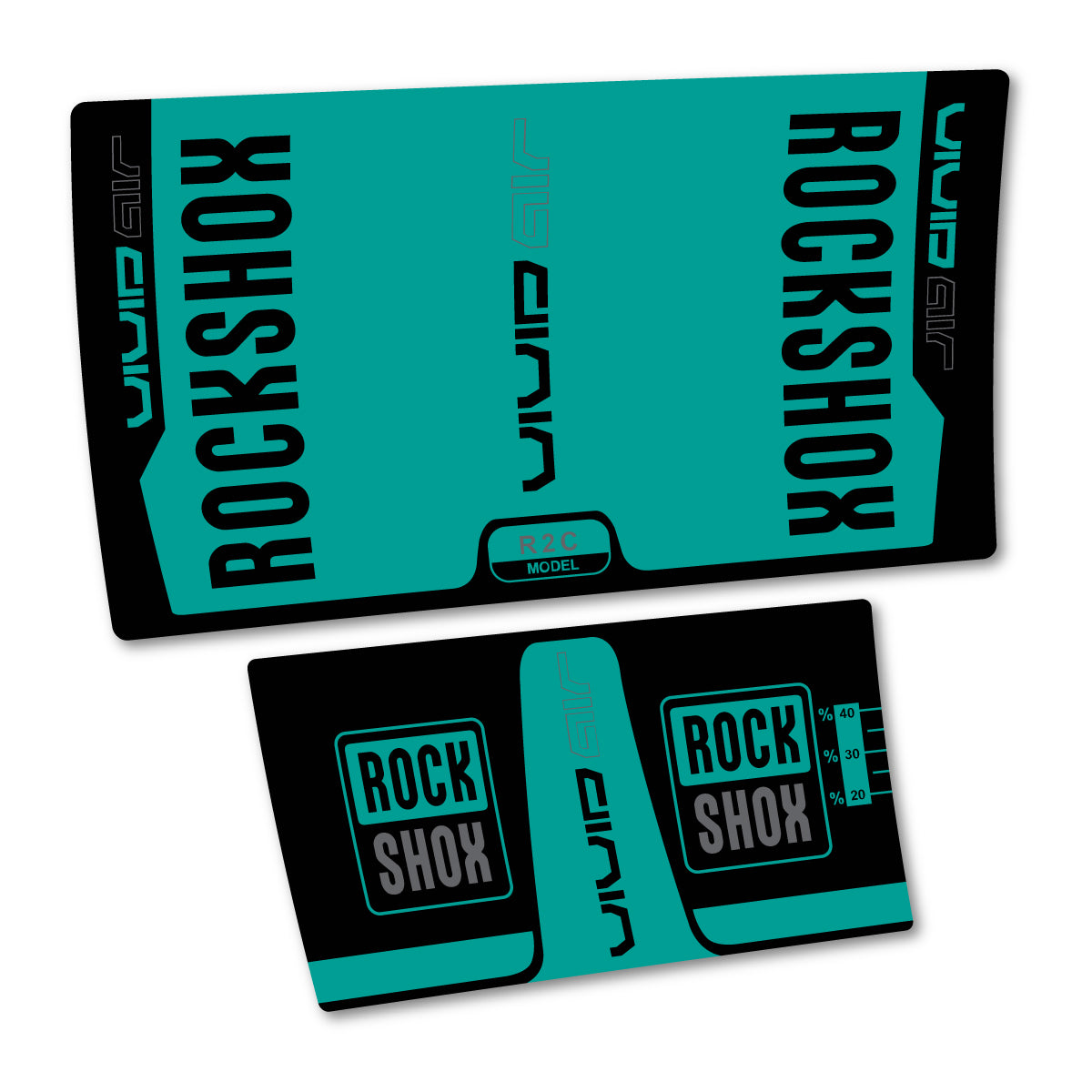 Stickers compatibles RockShox Vivid Air R2C 2016 pour amortisseur – autocollants vinyle - Pétrole