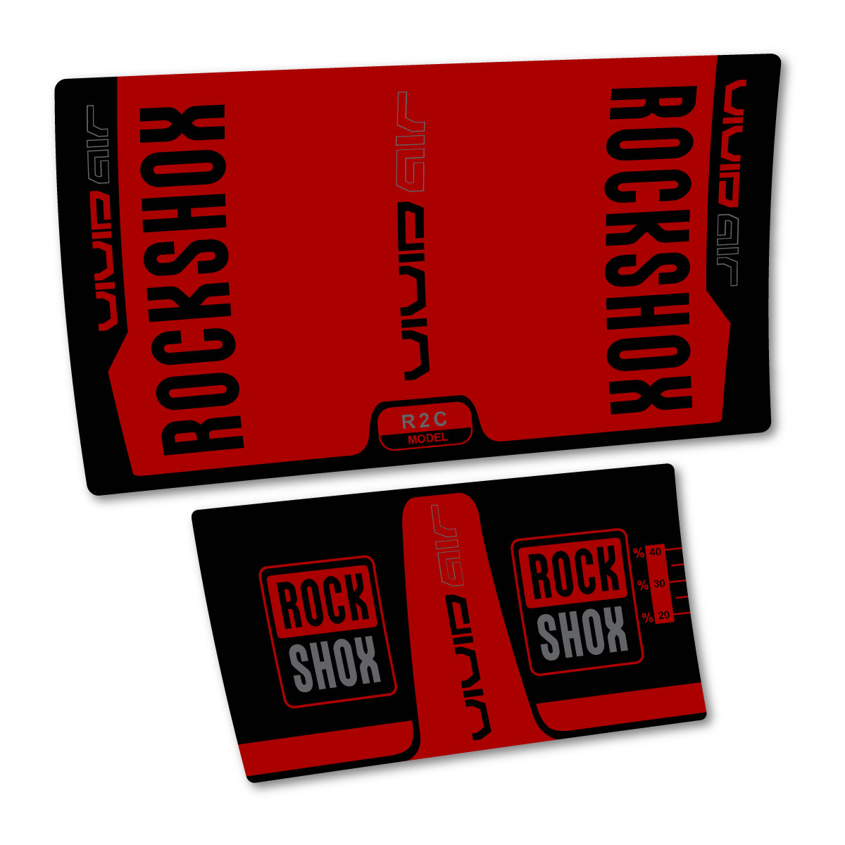 Stickers compatibles RockShox Vivid Air R2C 2016 pour amortisseur – autocollants vinyle - Rouge Foncé