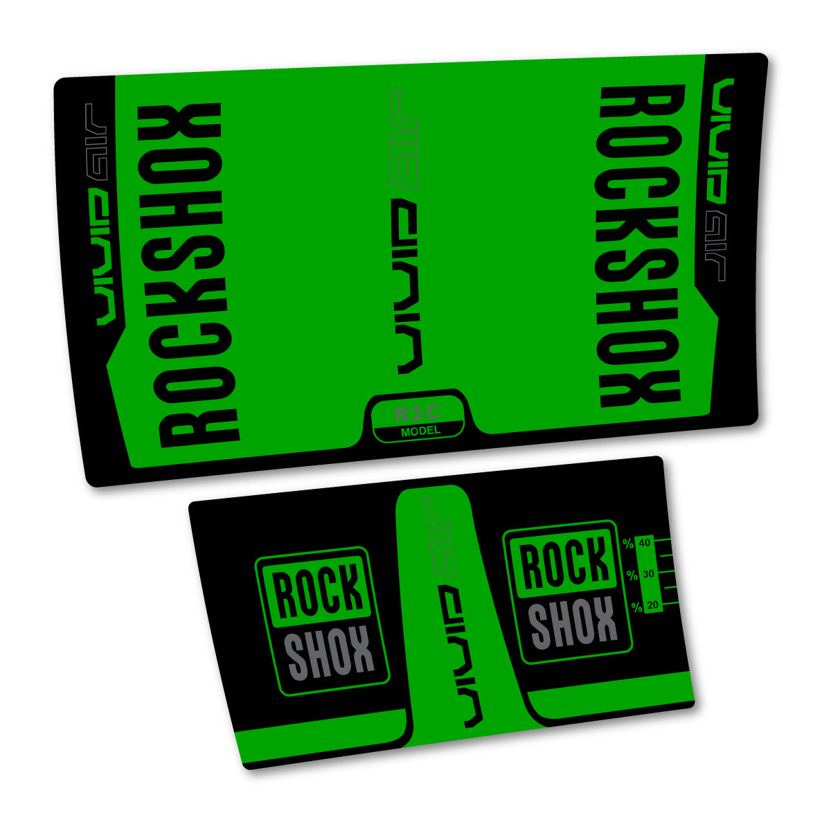 Stickers compatibles RockShox Vivid Air R2C 2016 pour amortisseur – autocollants vinyle - Vert