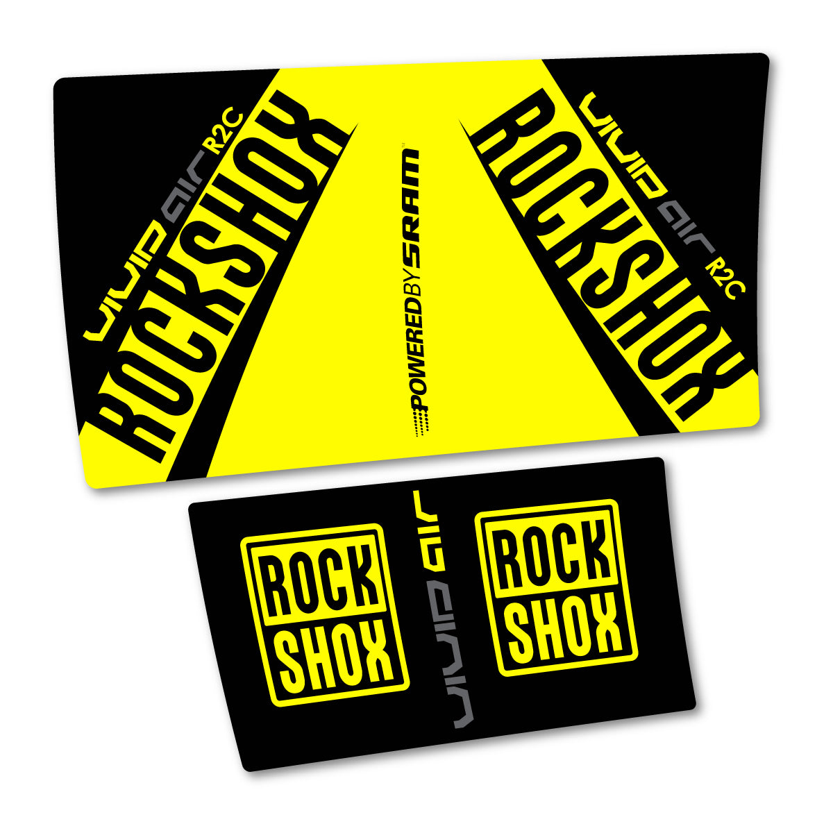 Stickers compatibles RockShox Vivid Air R2C 2017 pour amortisseur – autocollants vinyle - Jaune Citron