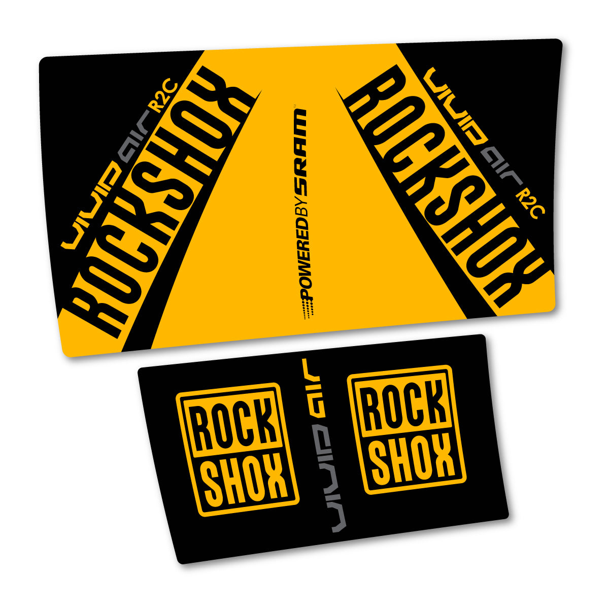 Stickers compatibles RockShox Vivid Air R2C 2017 pour amortisseur – autocollants vinyle - Jaune Moyen