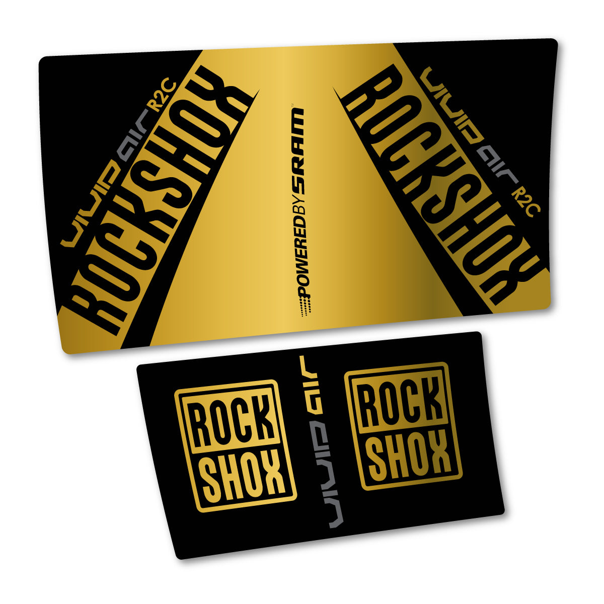 Stickers compatibles RockShox Vivid Air R2C 2017 pour amortisseur – autocollants vinyle - Or
