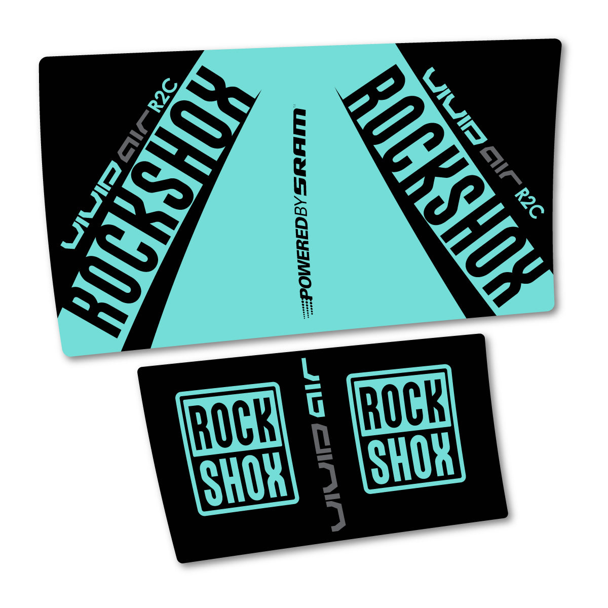 Stickers compatibles RockShox Vivid Air R2C 2017 pour amortisseur – autocollants vinyle - Turquoise Clair