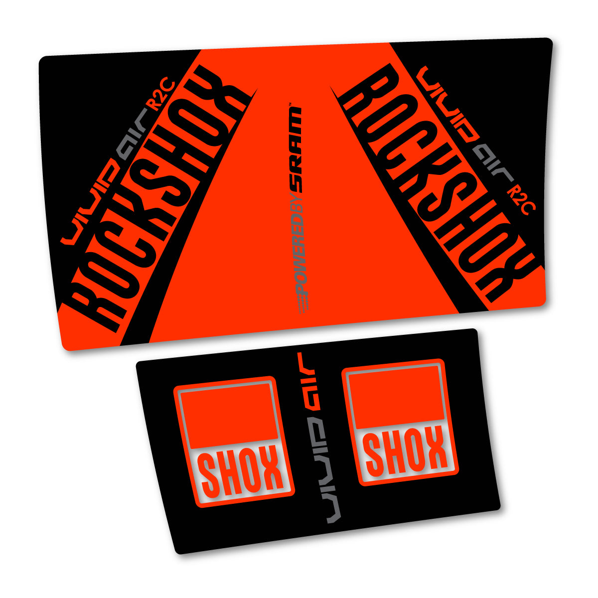 Stickers compatibles RockShox Vivid Air R2C v2 2017 pour amortisseur – autocollants vinyle - Orange KTM