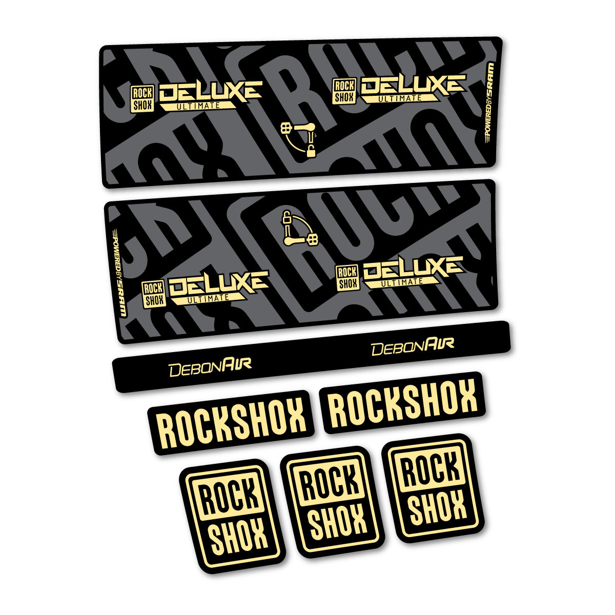 Stickers compatibles RockShox Deluxe Ultimate pour amortisseur – autocollants vinyle - Crème