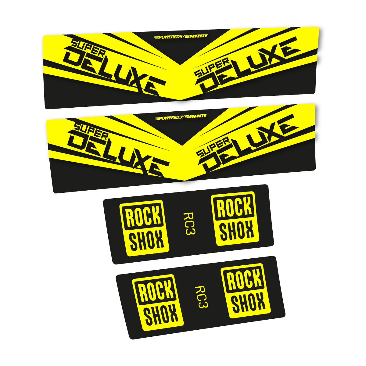 Stickers compatibles RockShox Super Deluxe RC3 2017 pour amortisseur – autocollants vinyle - Jaune Citron