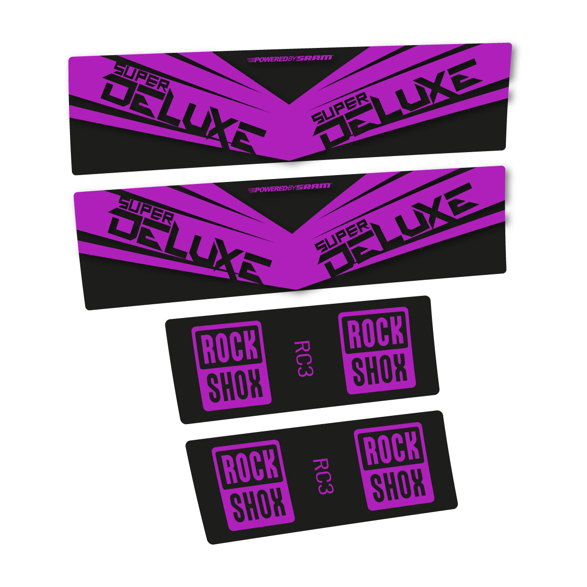 Stickers compatibles RockShox Super Deluxe RC3 2017 pour amortisseur – autocollants vinyle - Rose Violet