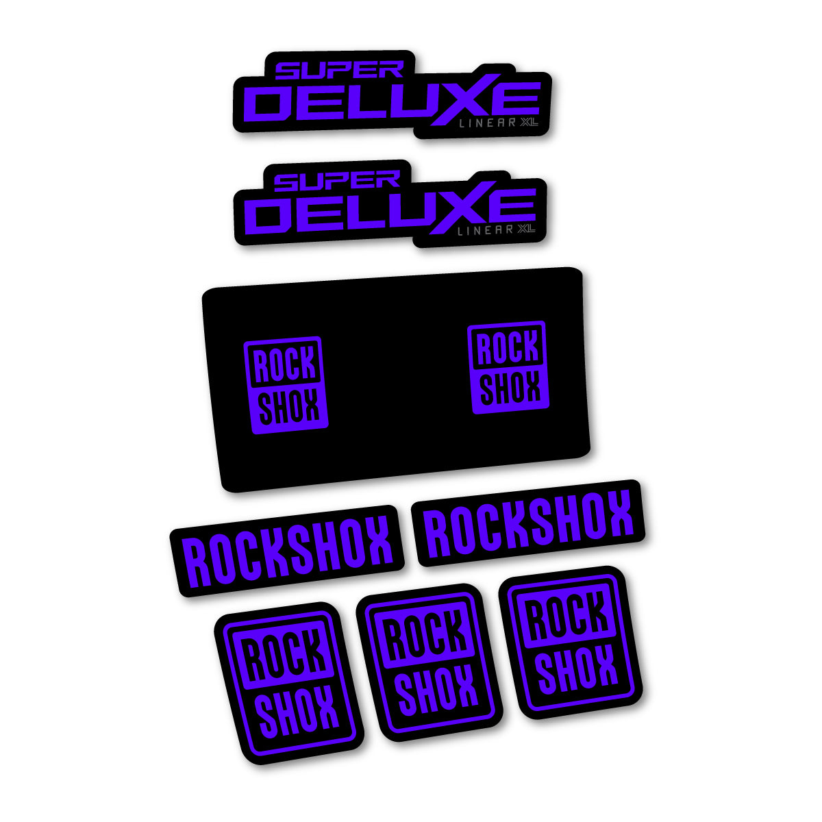 Stickers compatibles RockShox Super Deluxe Base 2027 pour amortisseur – autocollants vinyle - Bleu Reflex